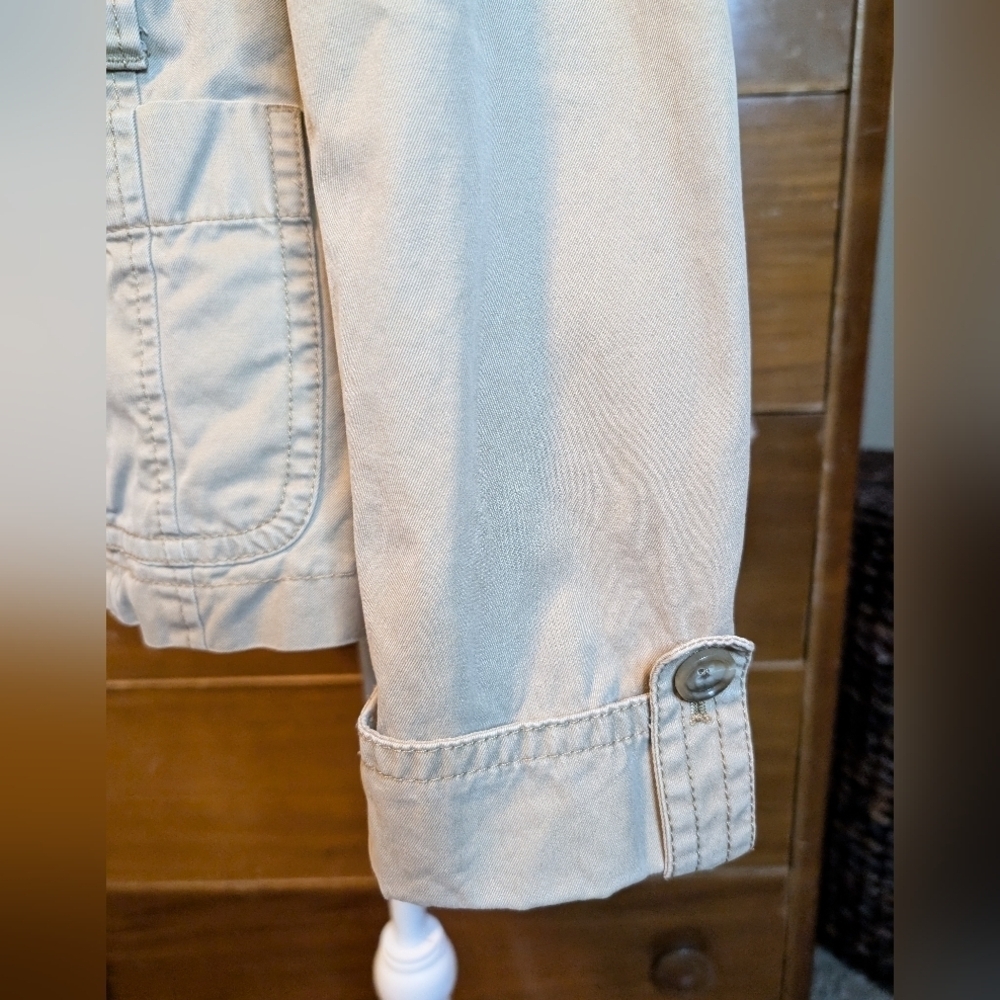 Ann Taylor Brushed Khaki Cargo Summer Jacket Casual Blazer Size L - Picture 6 of 14